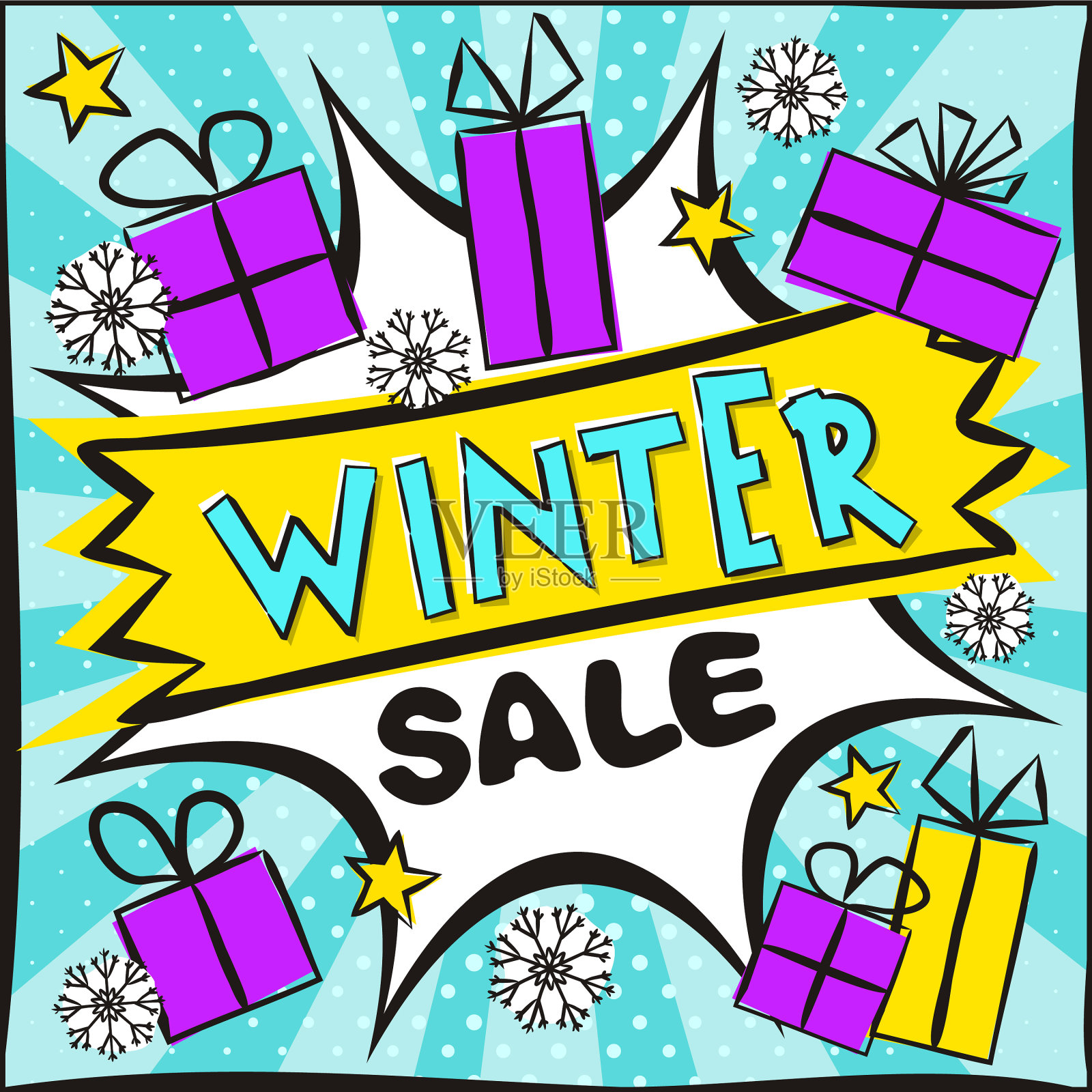 鲜艳的横幅为折扣或冬季销售设计元素图片