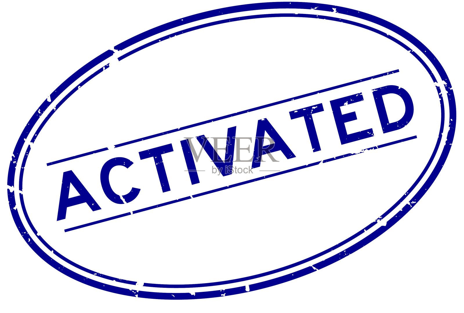 垃圾蓝激活字椭圆形橡胶印章插画图片素材