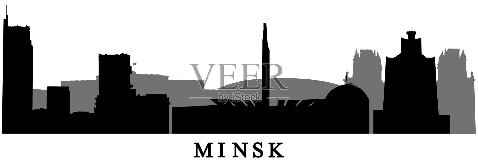 白俄罗斯明斯克的剪影插画图片素材