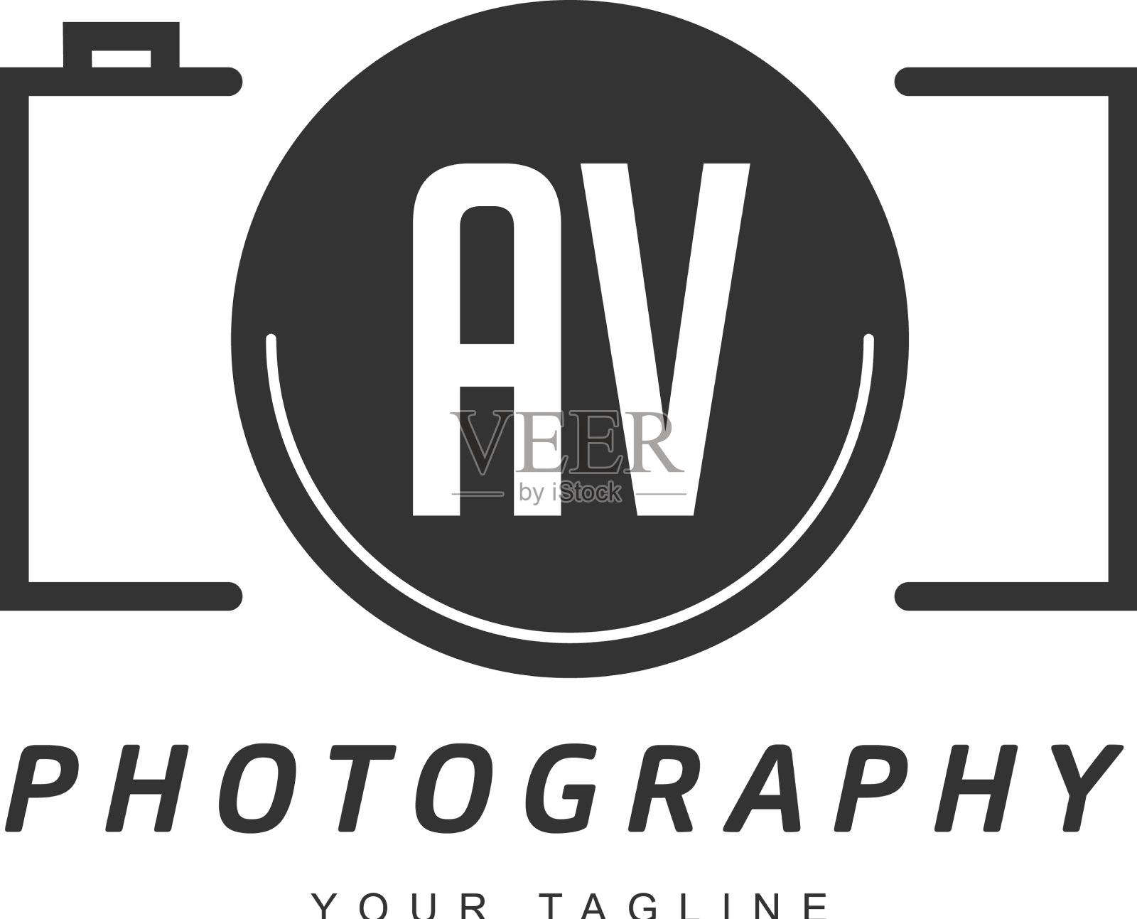 Av字母标志设计与相机图标插画图片素材