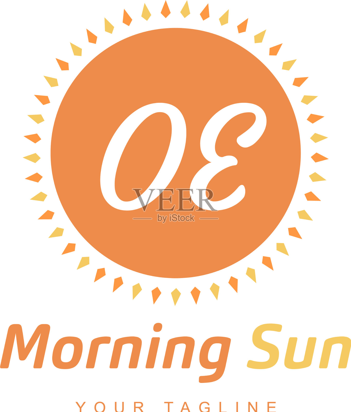 大江字母标志设计与太阳图标早晨插画图片素材