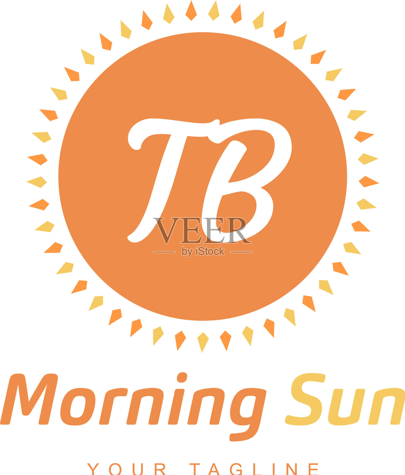 TB字母标志设计与太阳晨光图标插画图片素材