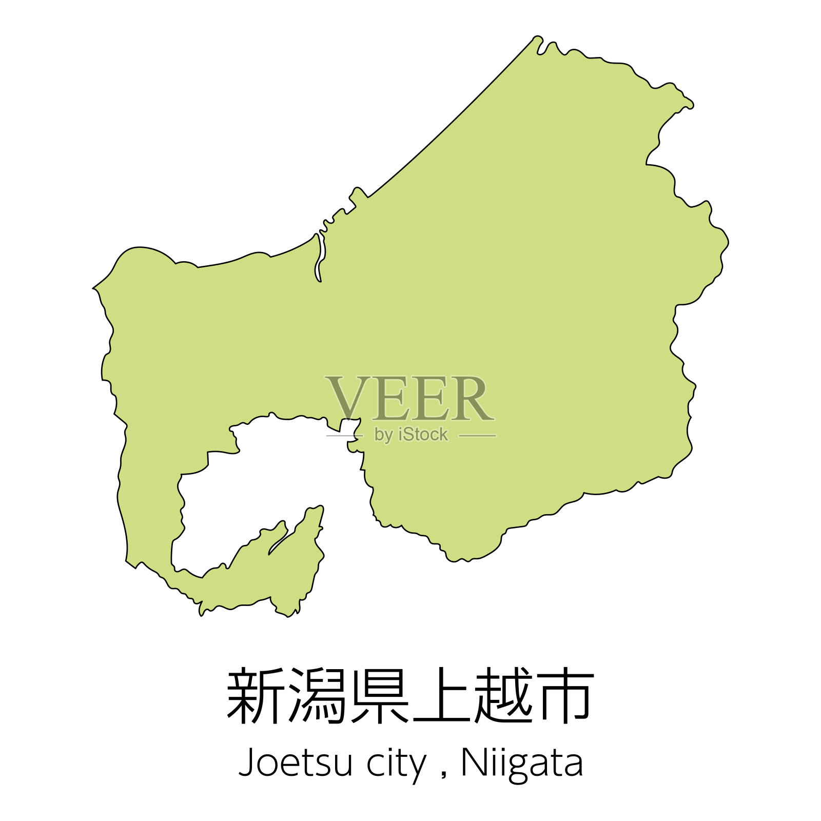 日本新泻县Joetsu市地图。翻译:“新泻县Joetsu市。”插画图片素材