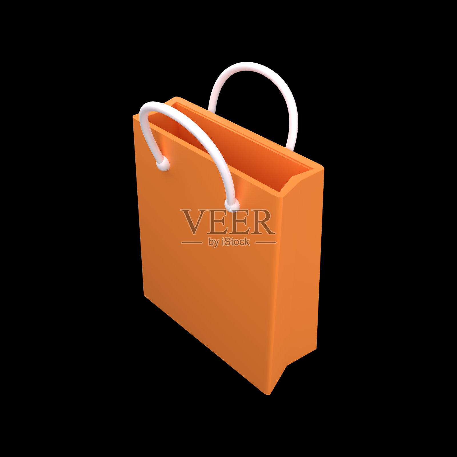 购物袋的3D插图孤立的黑色背景。购物袋3d插图孤立在黑色照片摄影图片