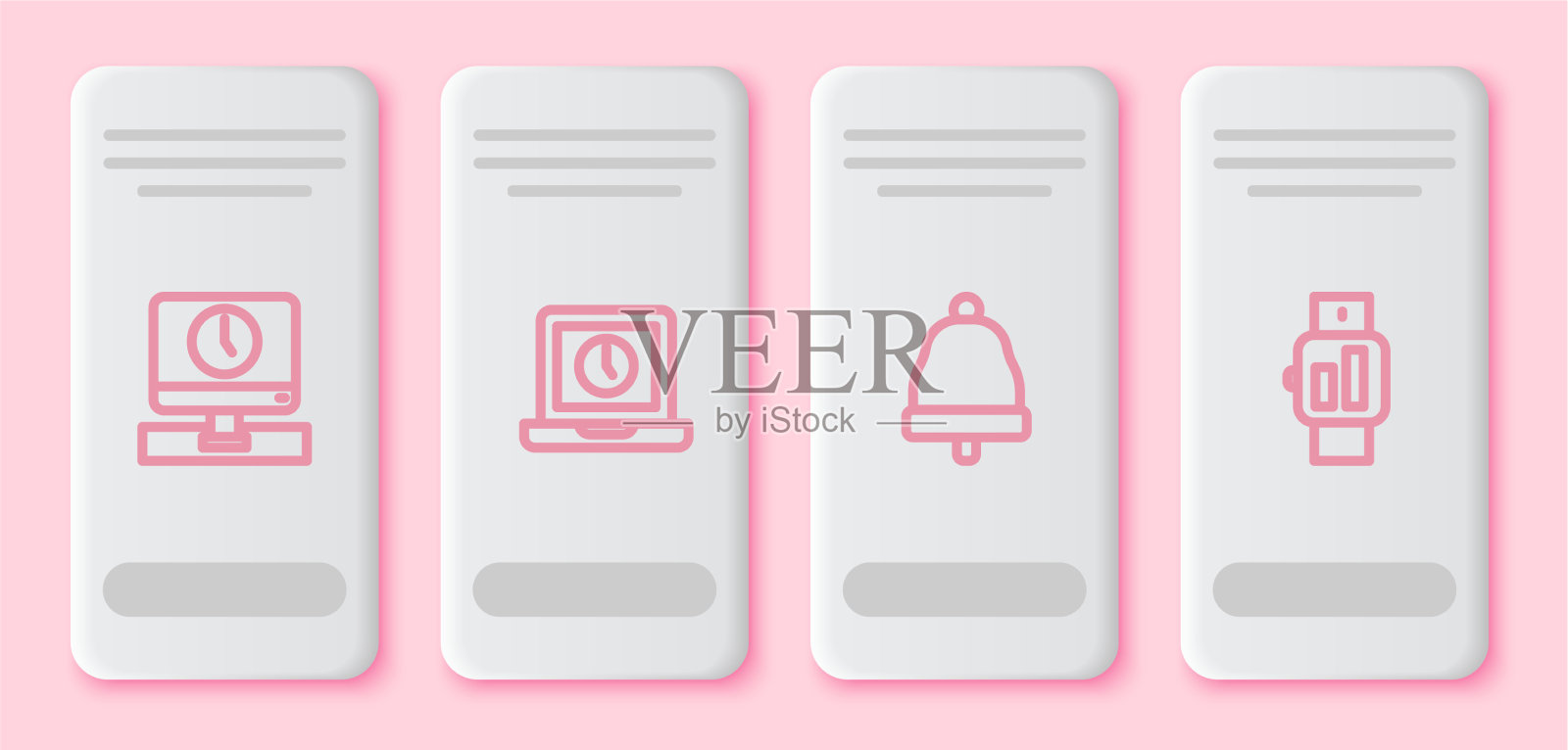 设置线路监视器时间和笔记本电脑铃声图标素材