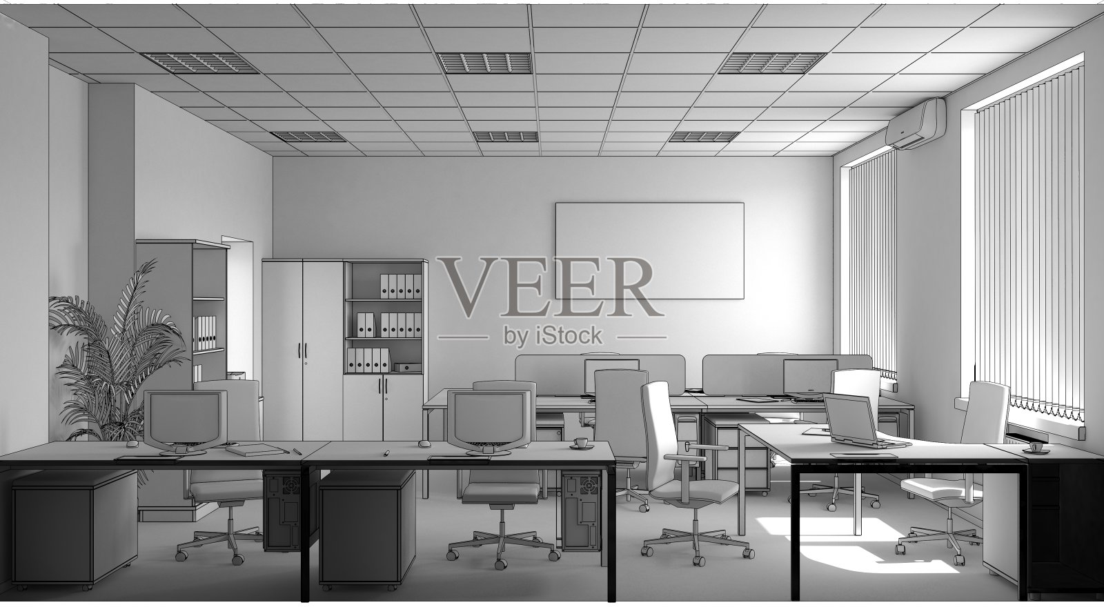 办公室,室内可视化,3D插图照片摄影图片