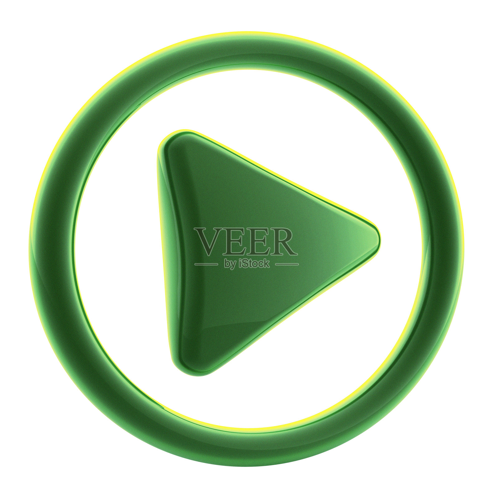 箭头播放按钮图标3d绿色与黄色照片摄影图片