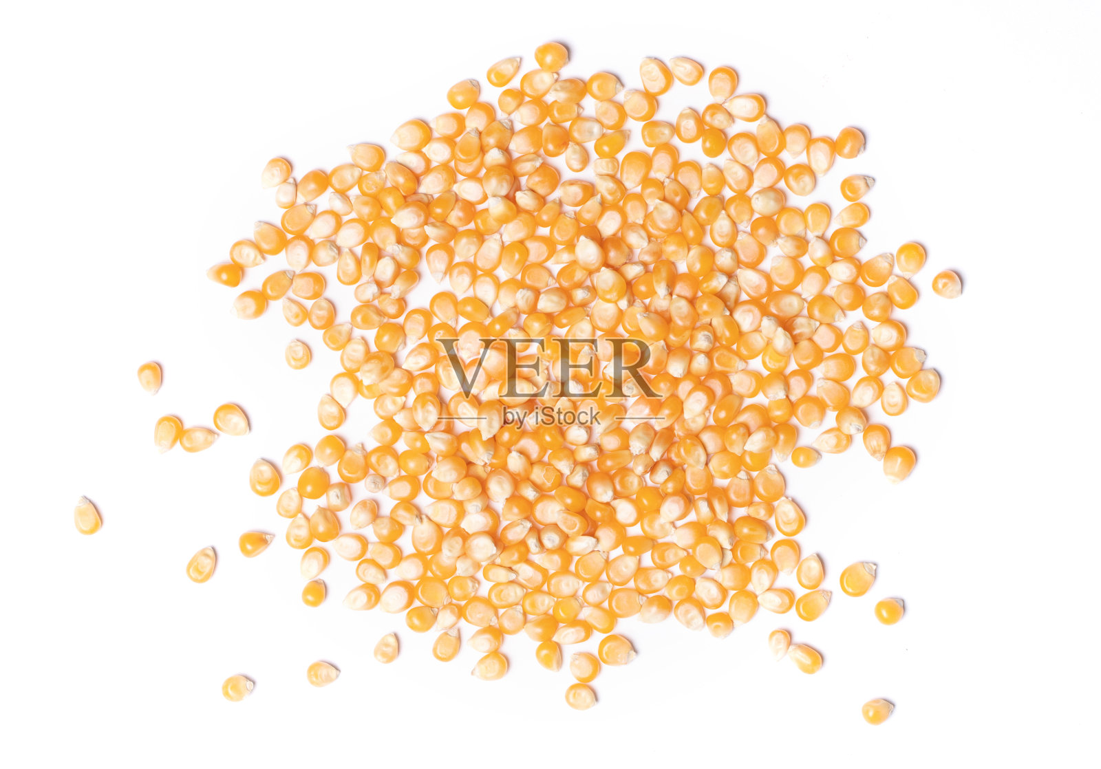 玉米花-生谷物,分离于白色表面照片摄影图片