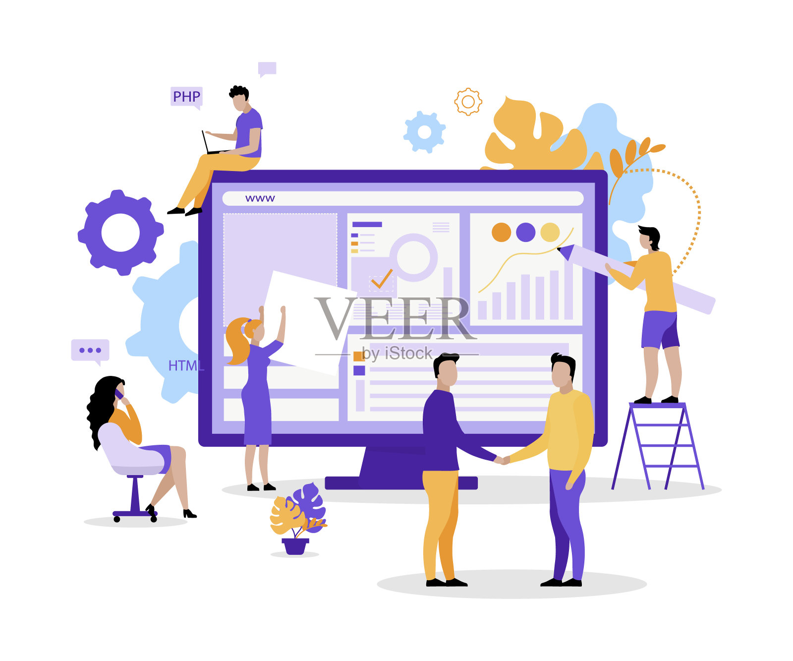 Web开发团队平面概念矢量插图插画图片素材