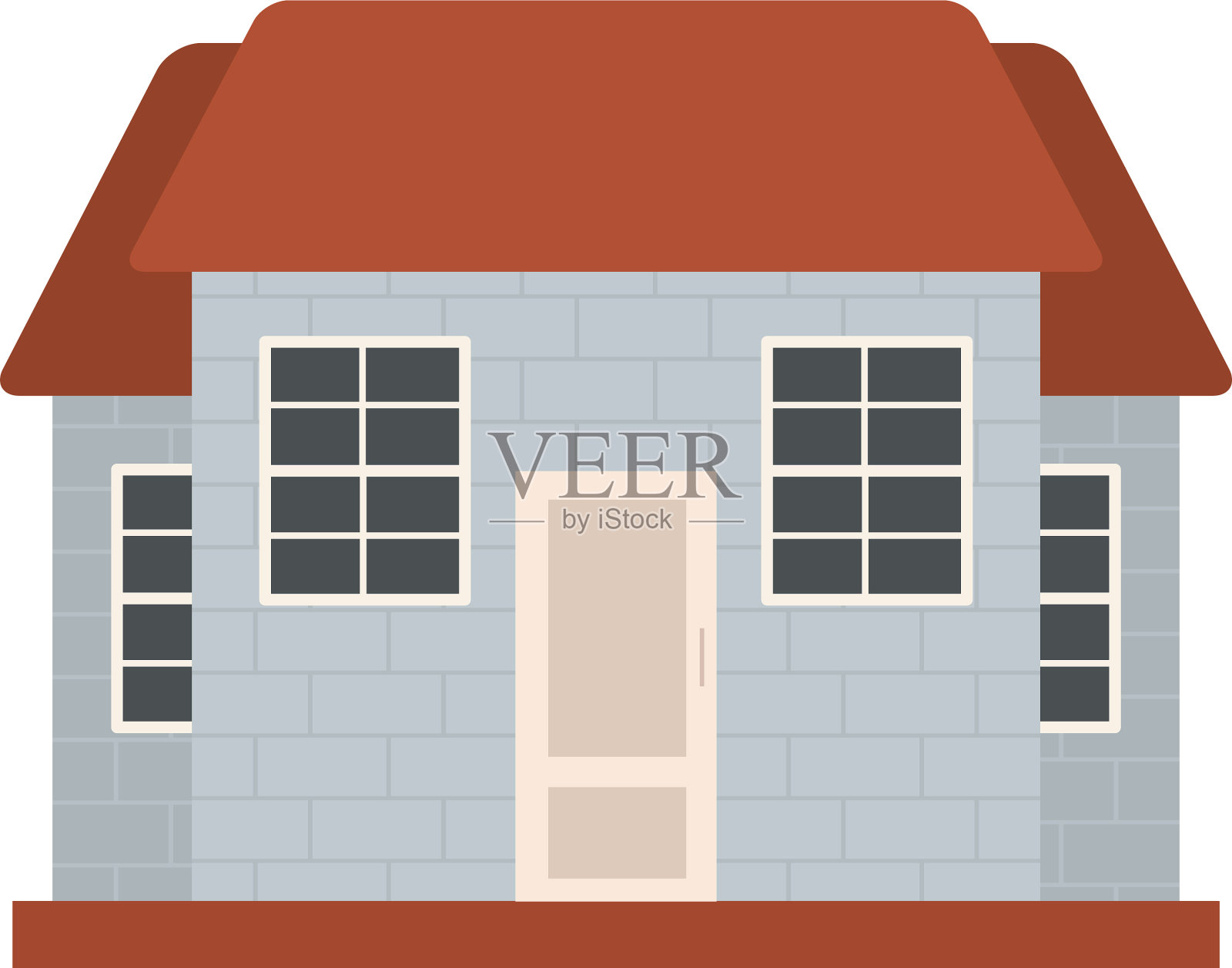 灰色的房子,红色的屋顶,五颜六色的设计设计元素图片