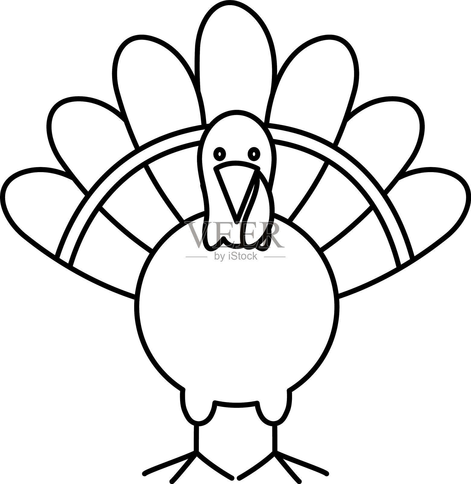 卡通火鸡图标线条风格设计元素图片