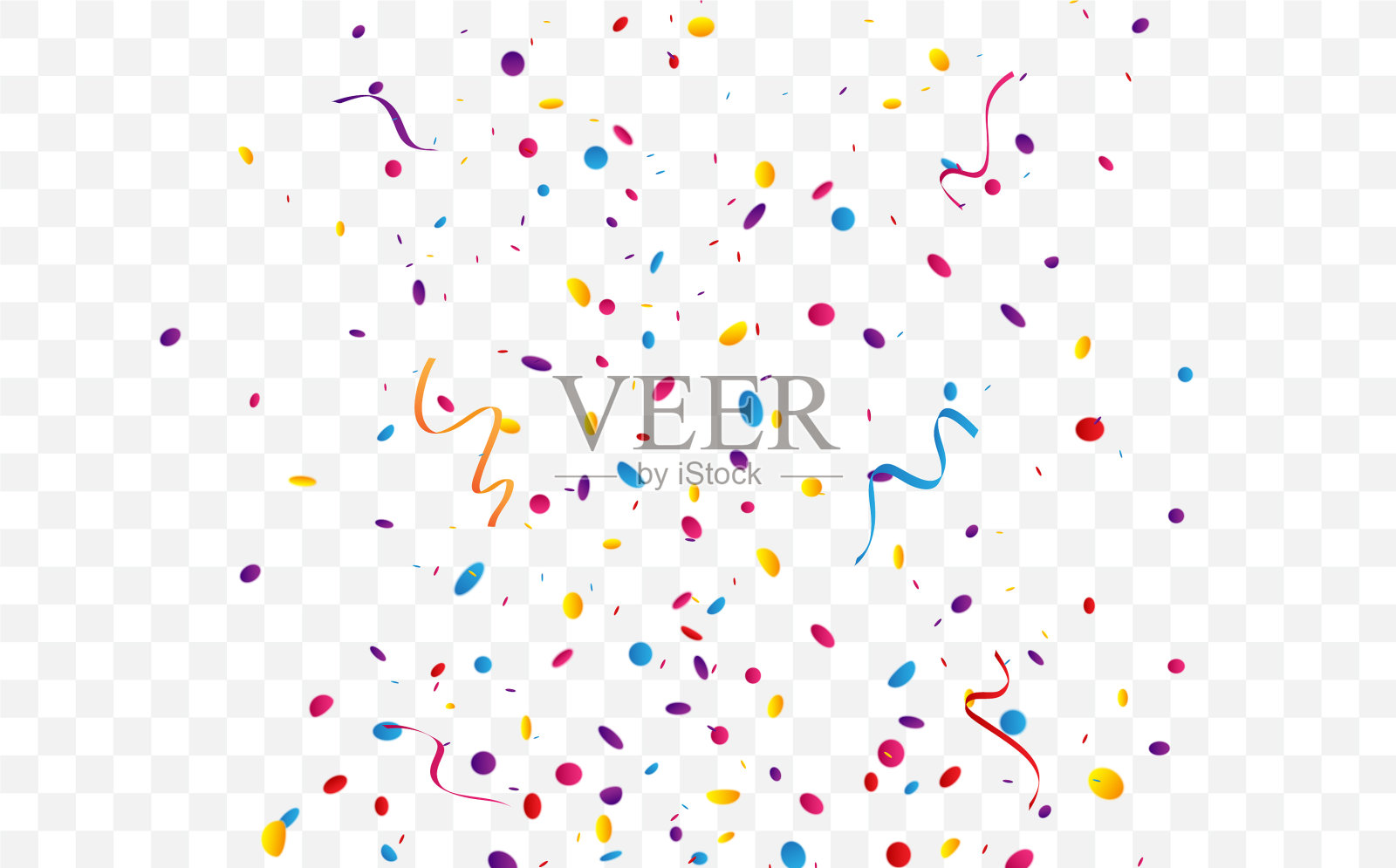 五彩缤纷的五彩纸屑和庆祝彩带插画图片素材