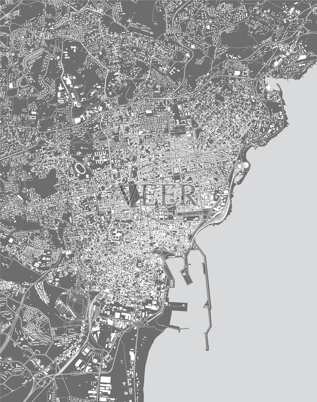 地图城市卡塔尼亚,意大利西西里岛插画图片素材