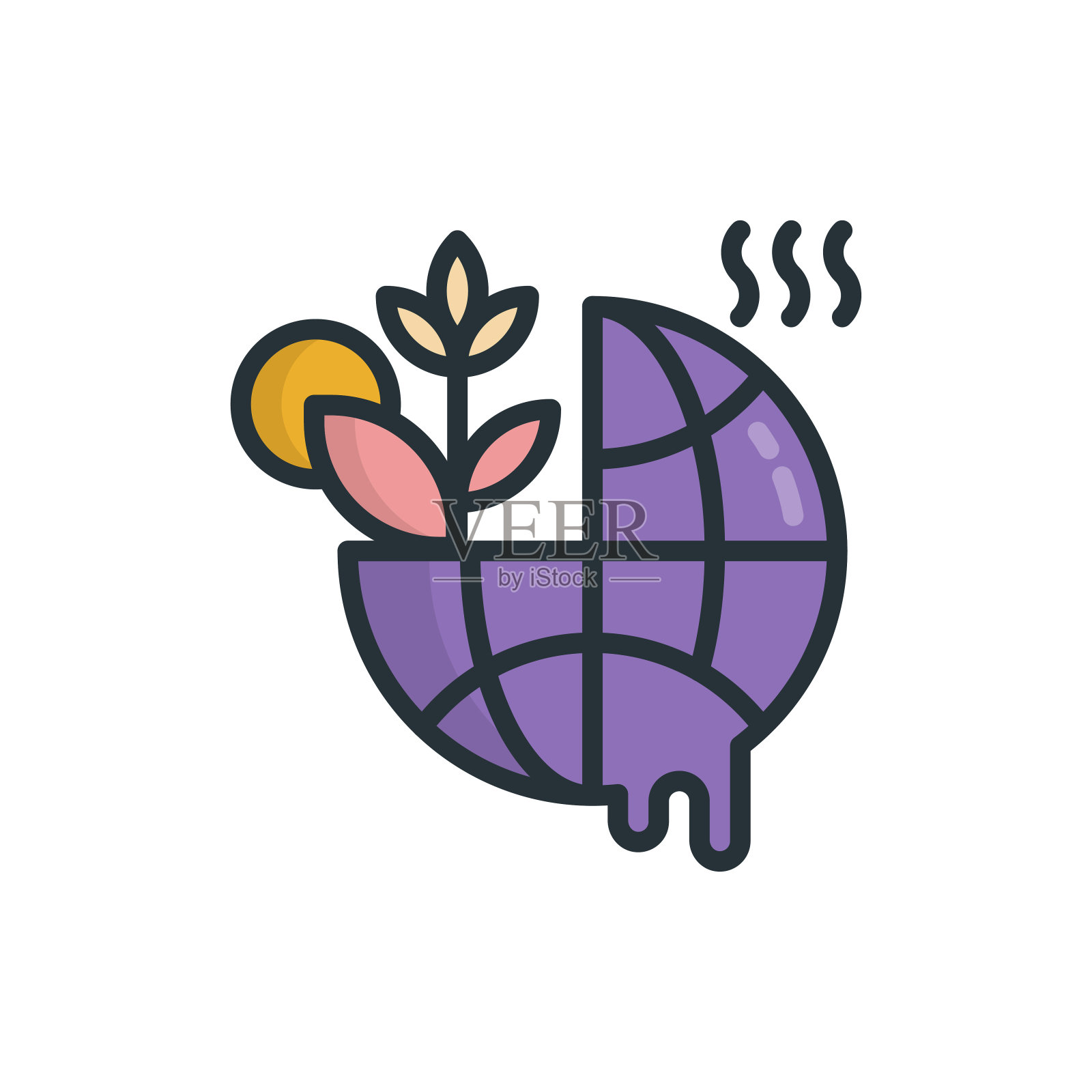 气候变化矢量填充轮廓图标风格的插图。EPS 10个文件插画图片素材