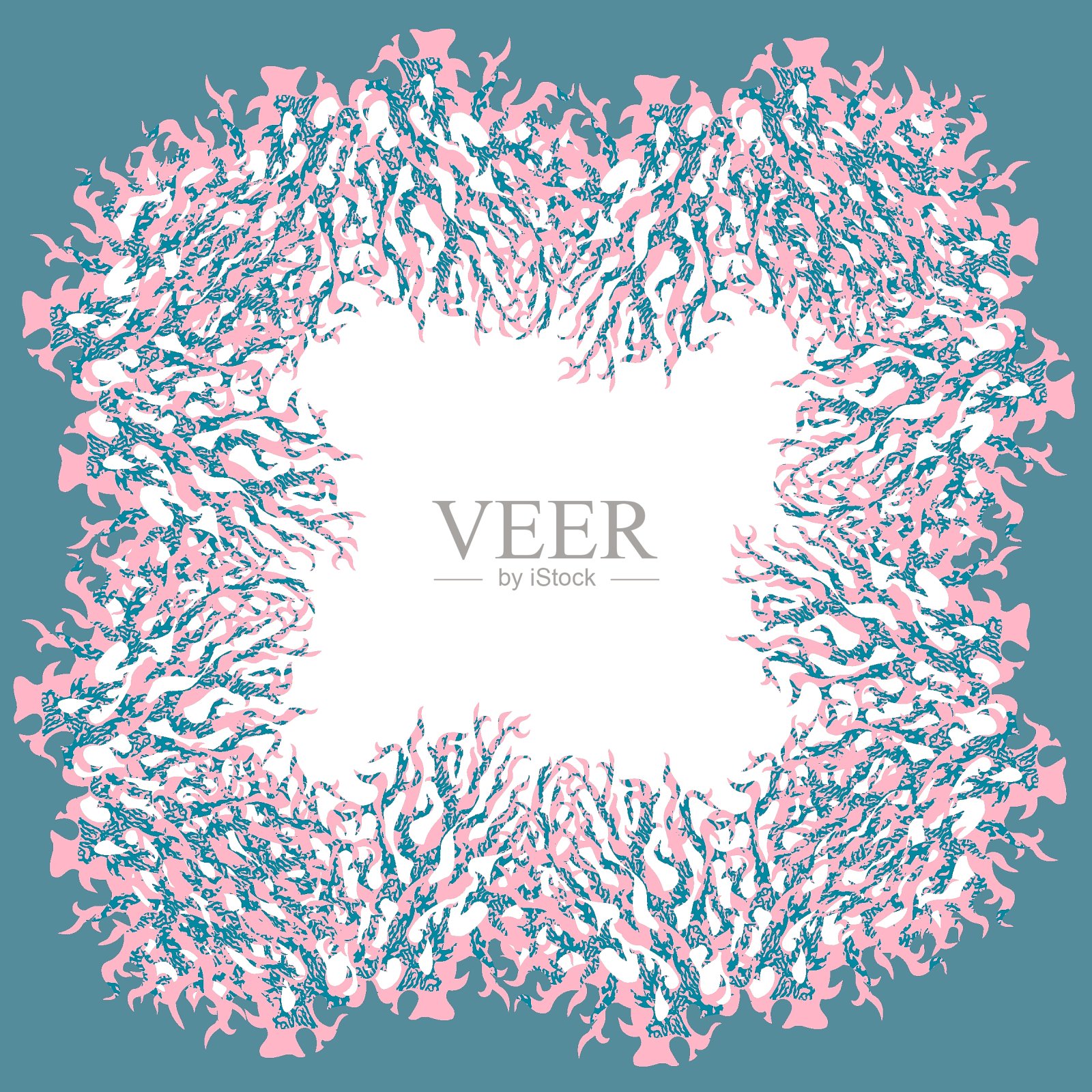 彩色珊瑚框架与纹理海洋珊瑚和地方为您的文本。插画图片素材