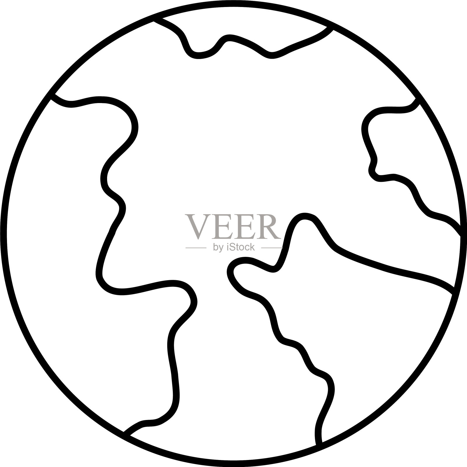 地球行星图标线条风格设计元素图片