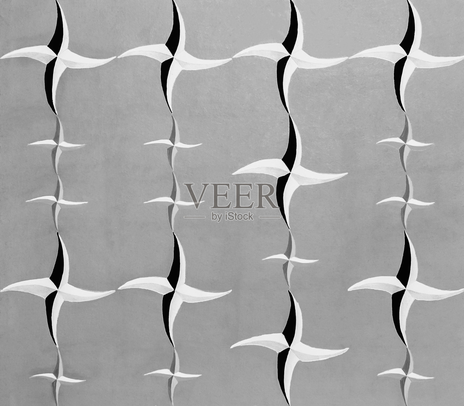 星星图案纹理网格插图。手绘画在黑色和白色。插画图片素材