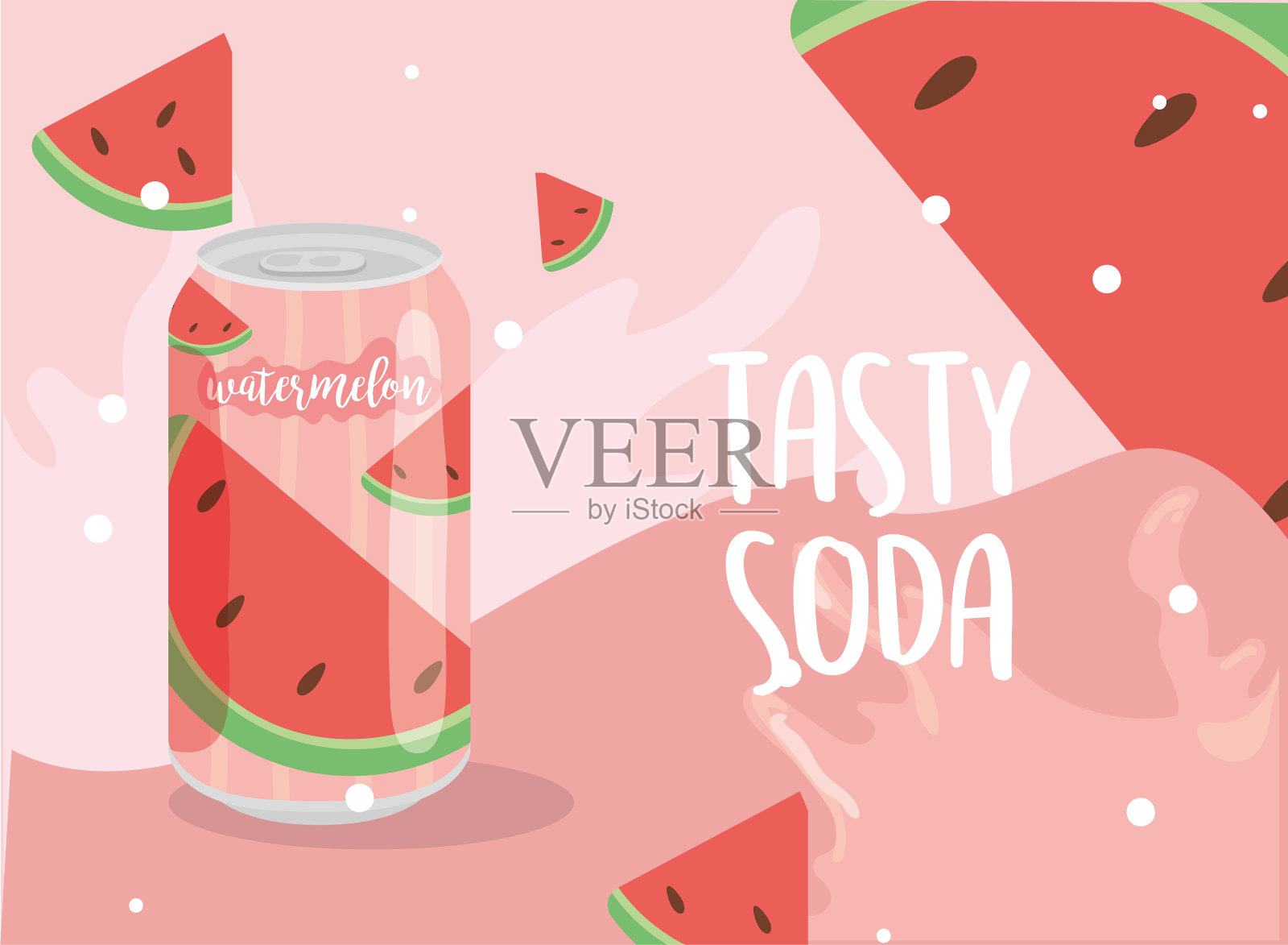 可口汽水罐西瓜设计插画图片素材