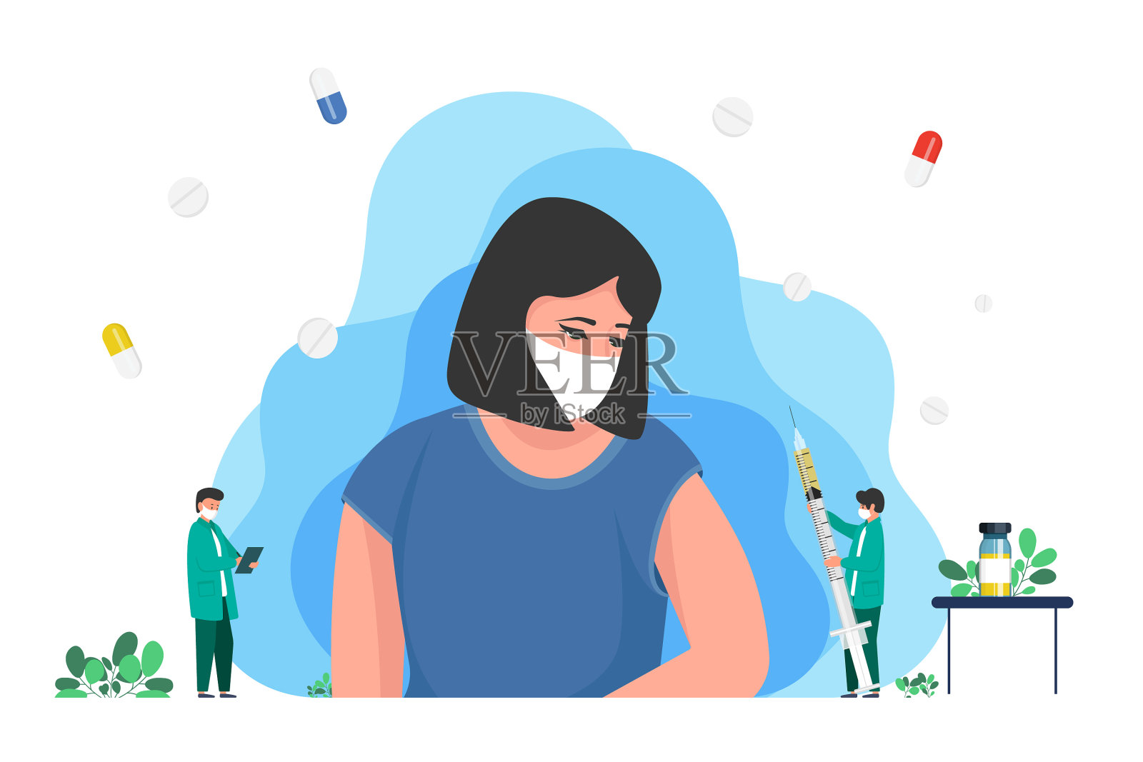 冠状病毒疫苗医生注射设计元素图片