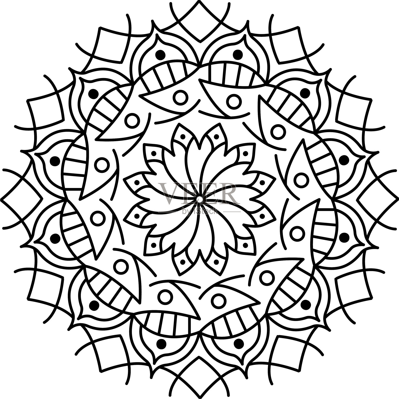 印度曼荼罗图标线条风格设计元素图片