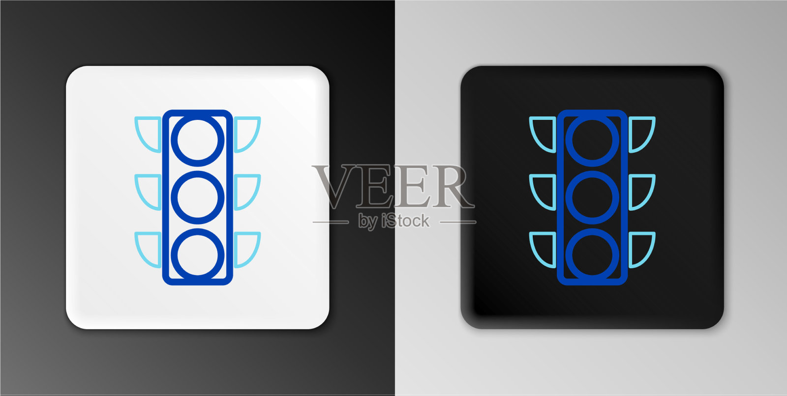 线红绿灯图标孤立在灰色图标素材