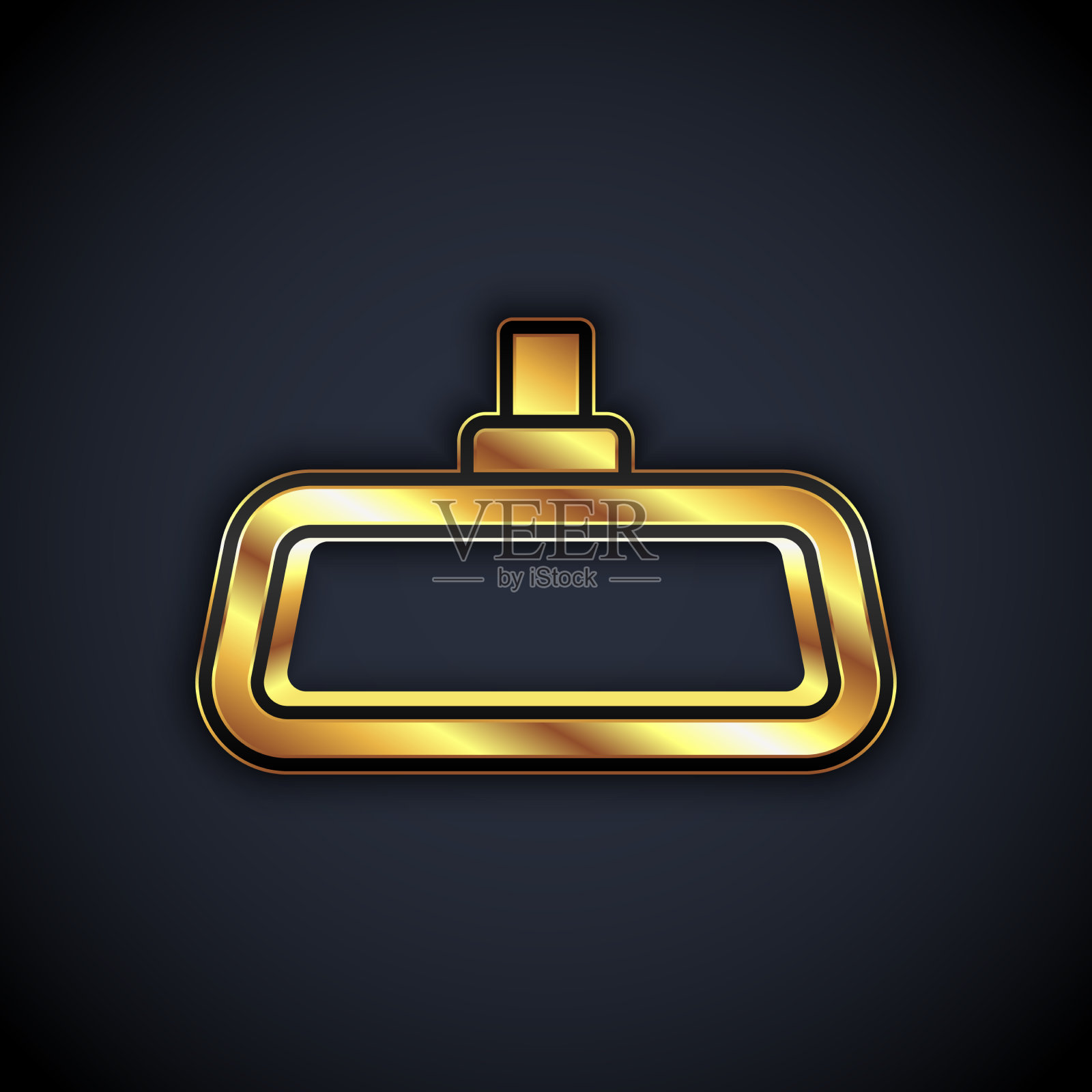 金色汽车镜图标孤立在黑色背景插画图片素材