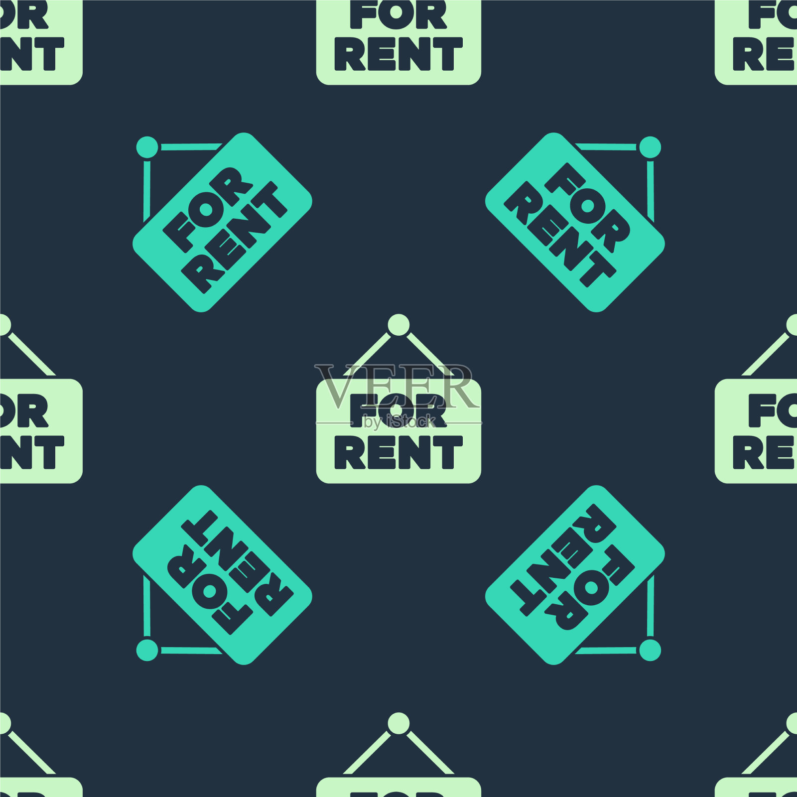 绿色和米色的悬挂标志与文字出租插画图片素材