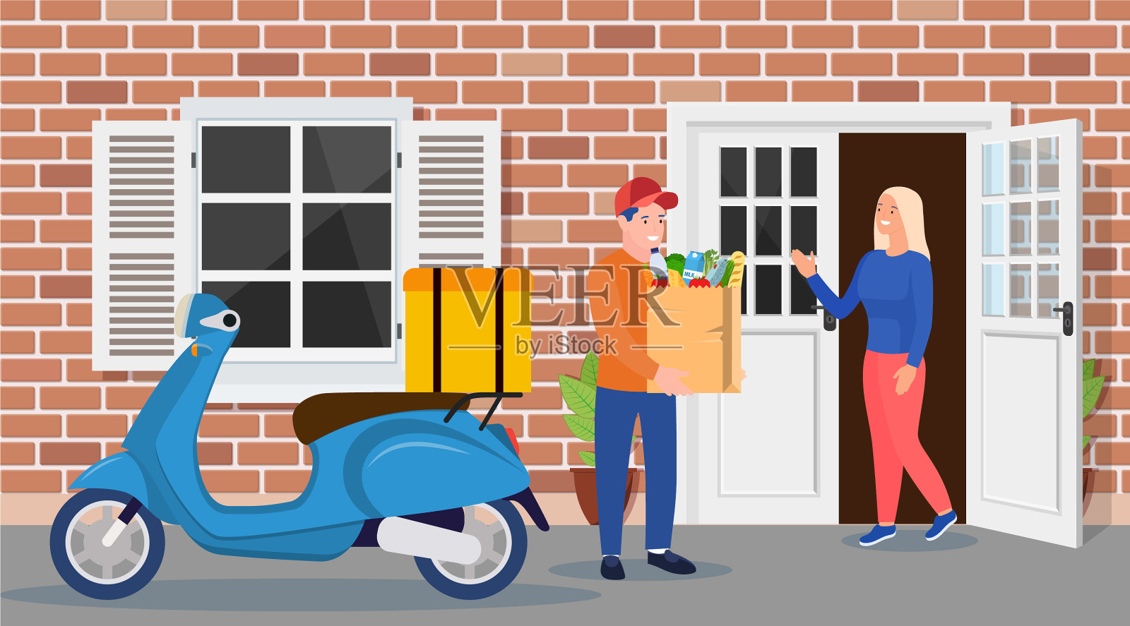 快递字符投递服务插画图片素材