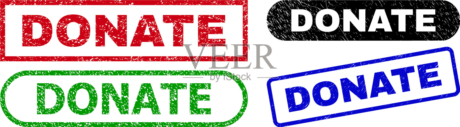 捐赠不洁风格的矩形邮票插画图片素材