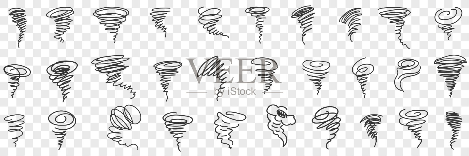 龙卷风和飓风涂鸦集插画图片素材