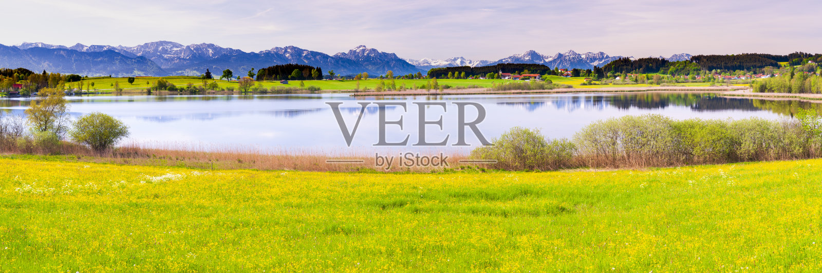 春季阿尔卑斯山山脉全景照片摄影图片