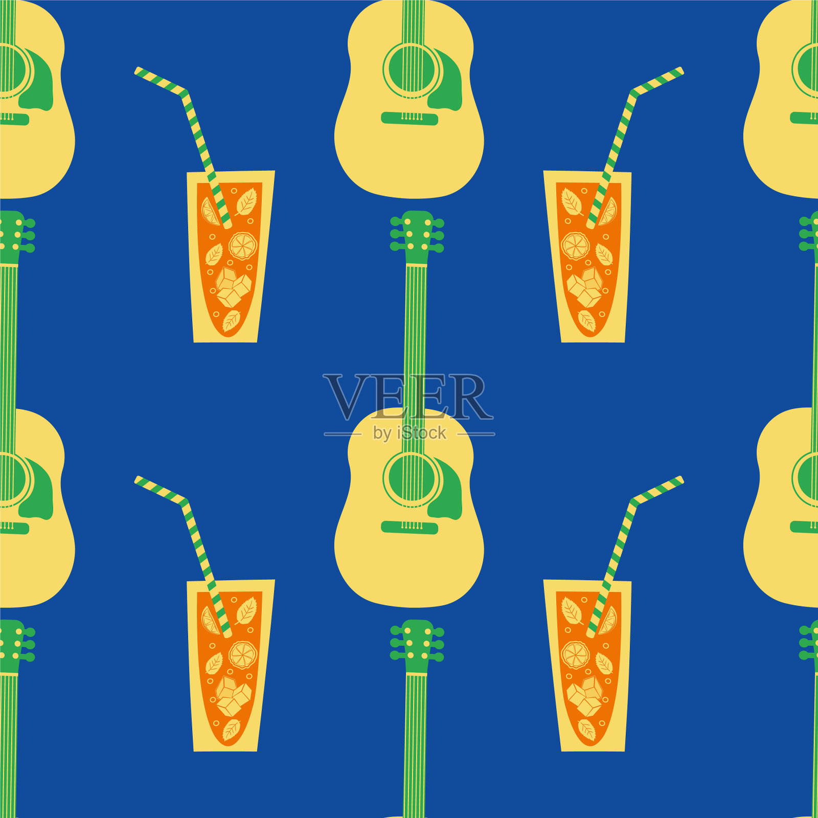 海滩派对无缝模式背景插画图片素材