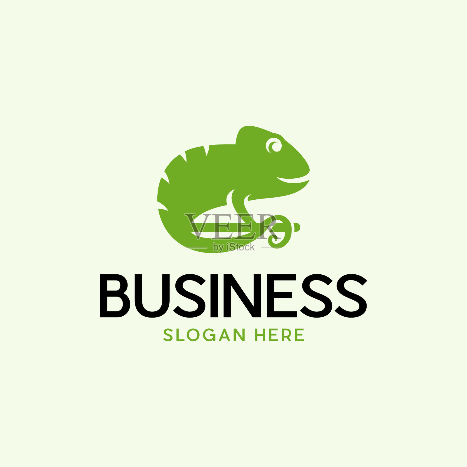 变色龙绿色标志设计插画图片素材