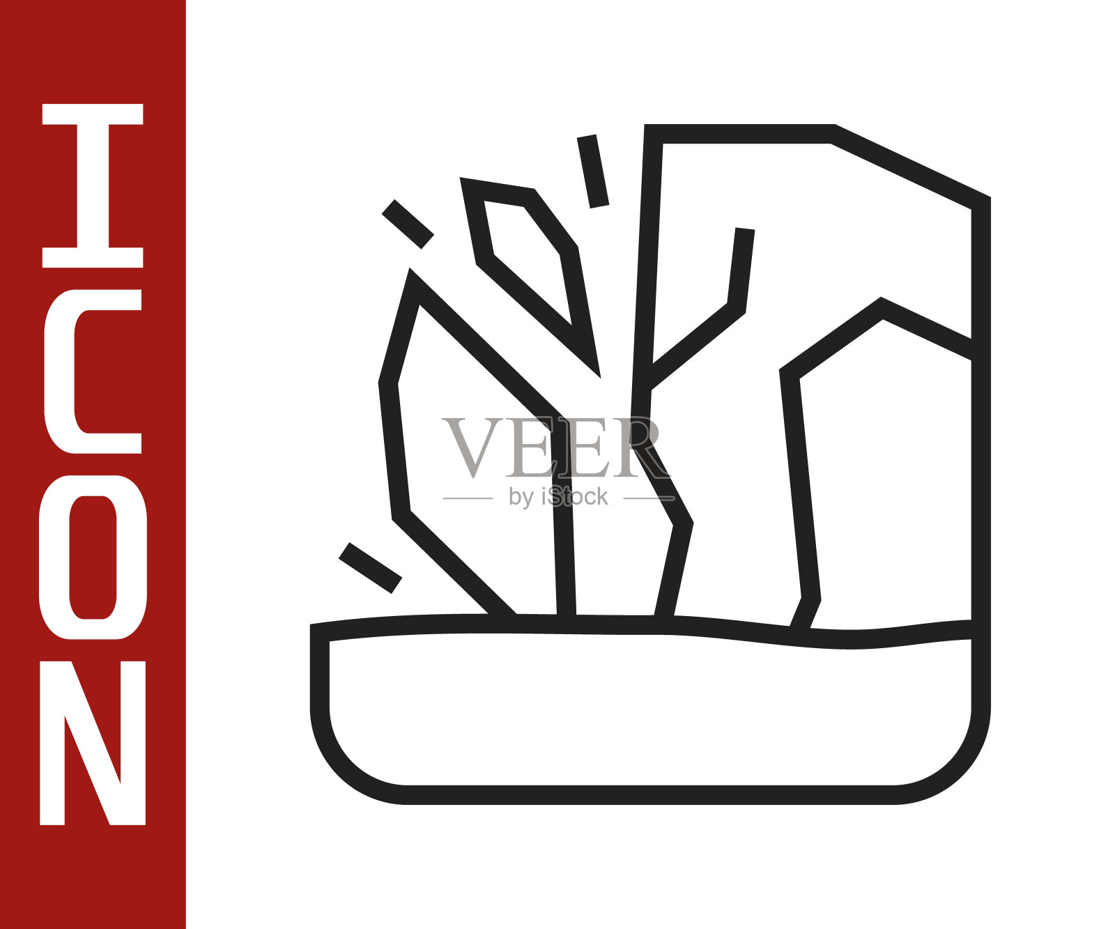 黑线冰川融化图标孤立在白色的背景。向量插画图片素材