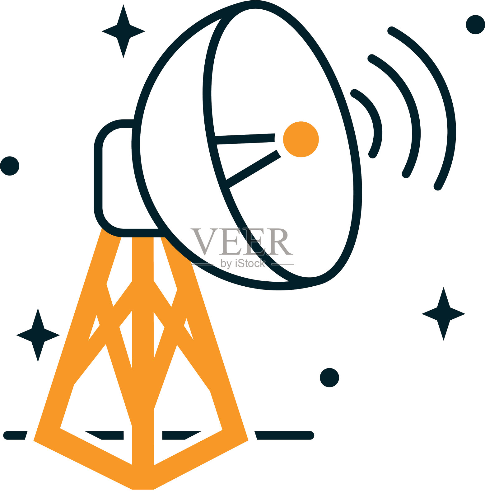 卫星碟形图标半线半色风格插画图片素材