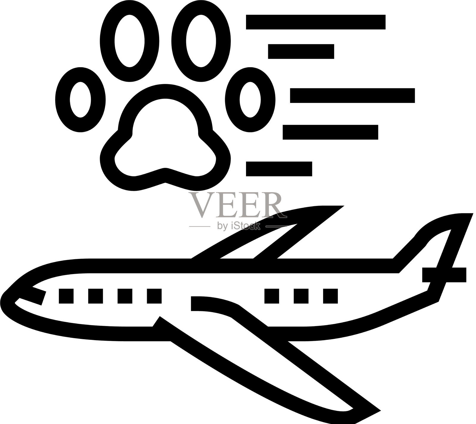 宠物运输在飞机线图标插画图片素材