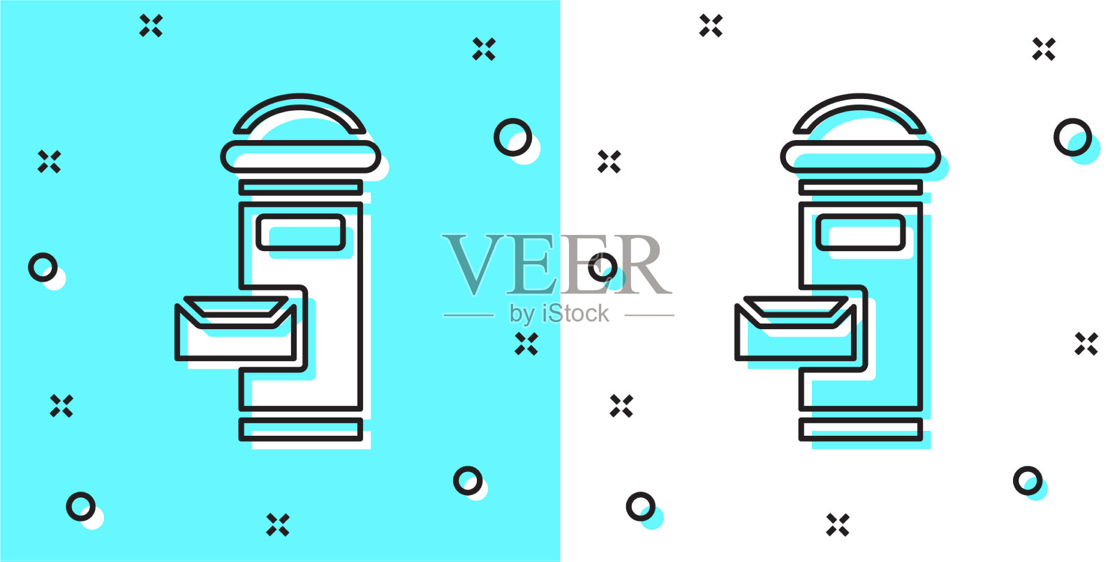 黑色线条是传统的伦敦邮箱图标插画图片素材