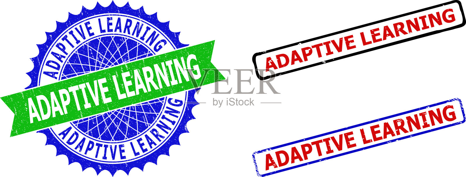 自适应学习玫瑰结和矩形双色插画图片素材