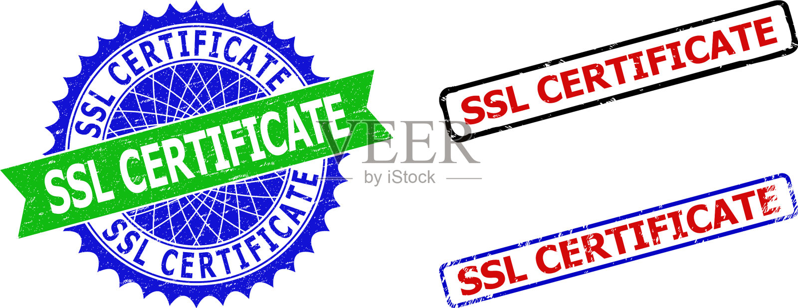 SSL证书玫瑰形和矩形双色插画图片素材