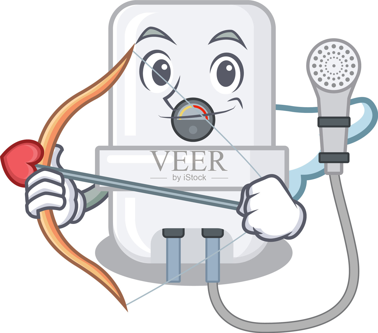 电热水器在甜蜜浪漫的丘比特插画图片素材