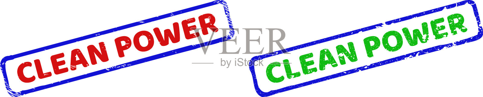 清洁动力双色粗矩形邮票封条插画图片素材