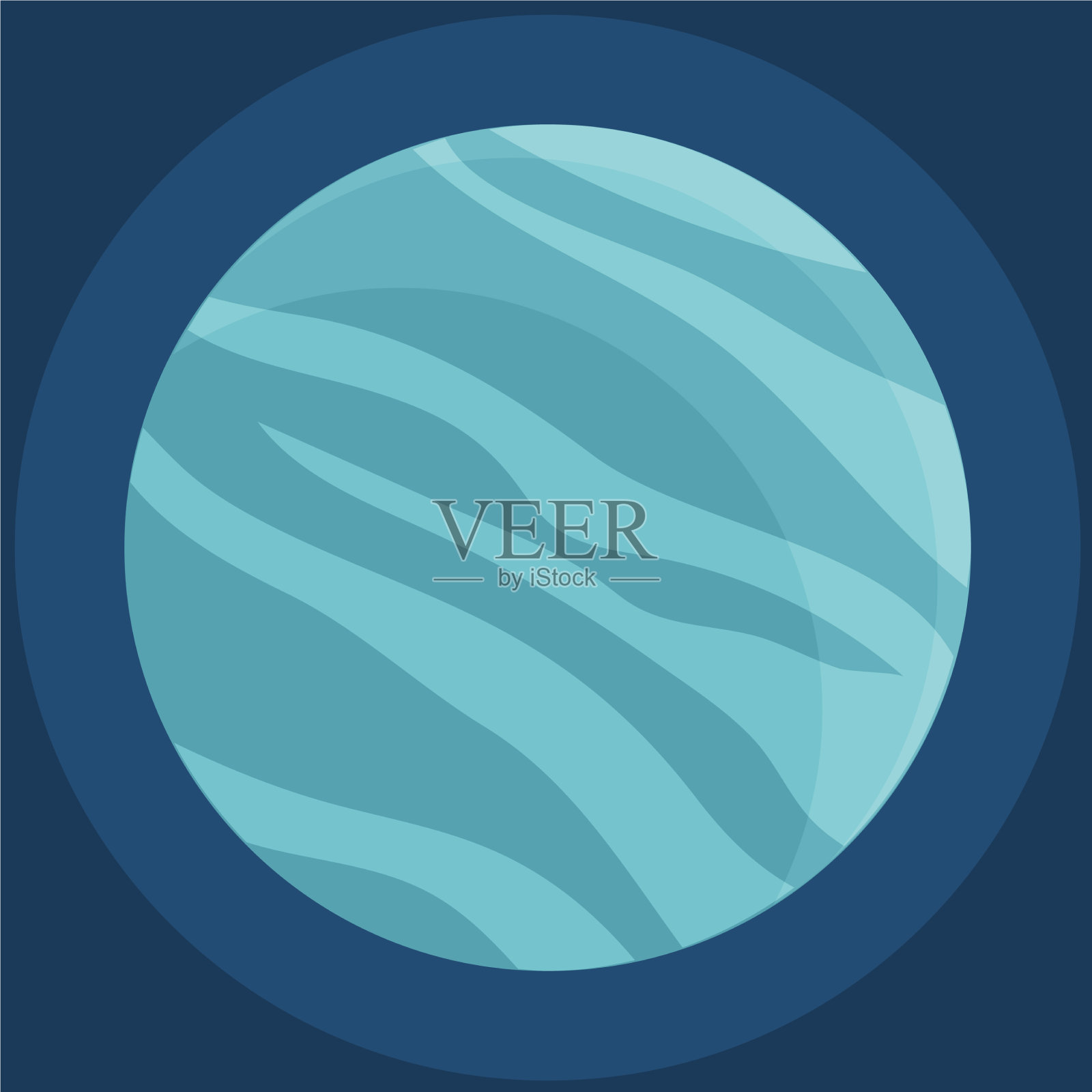 奇妙的行星在深蓝色的太空背景插画图片素材