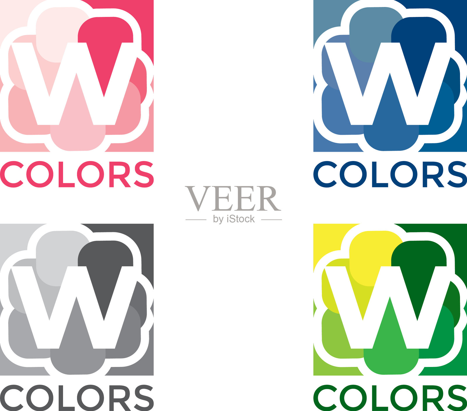 W彩色字母现代标志设计理念插画图片素材