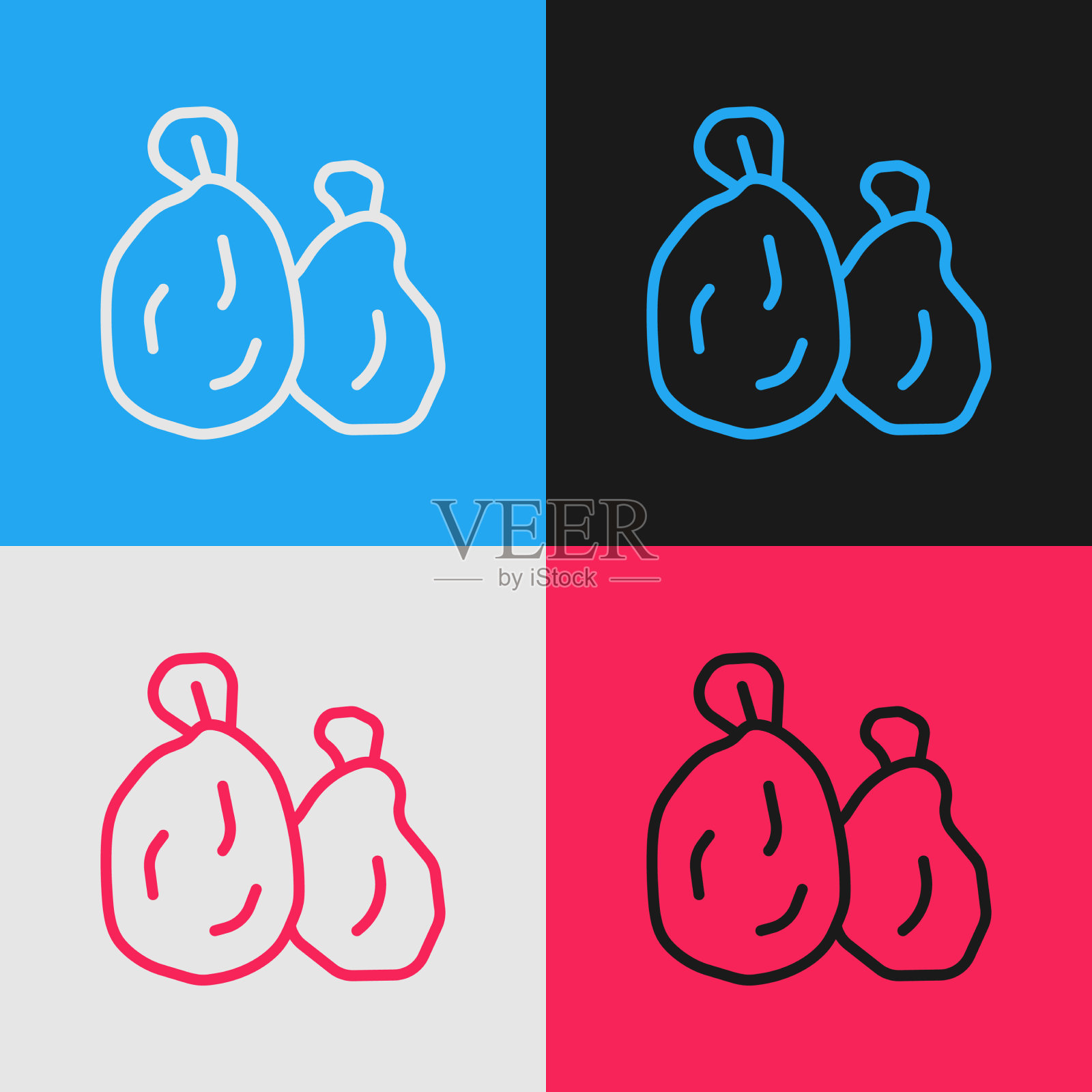 波普艺术线垃圾袋图标孤立的颜色图标素材