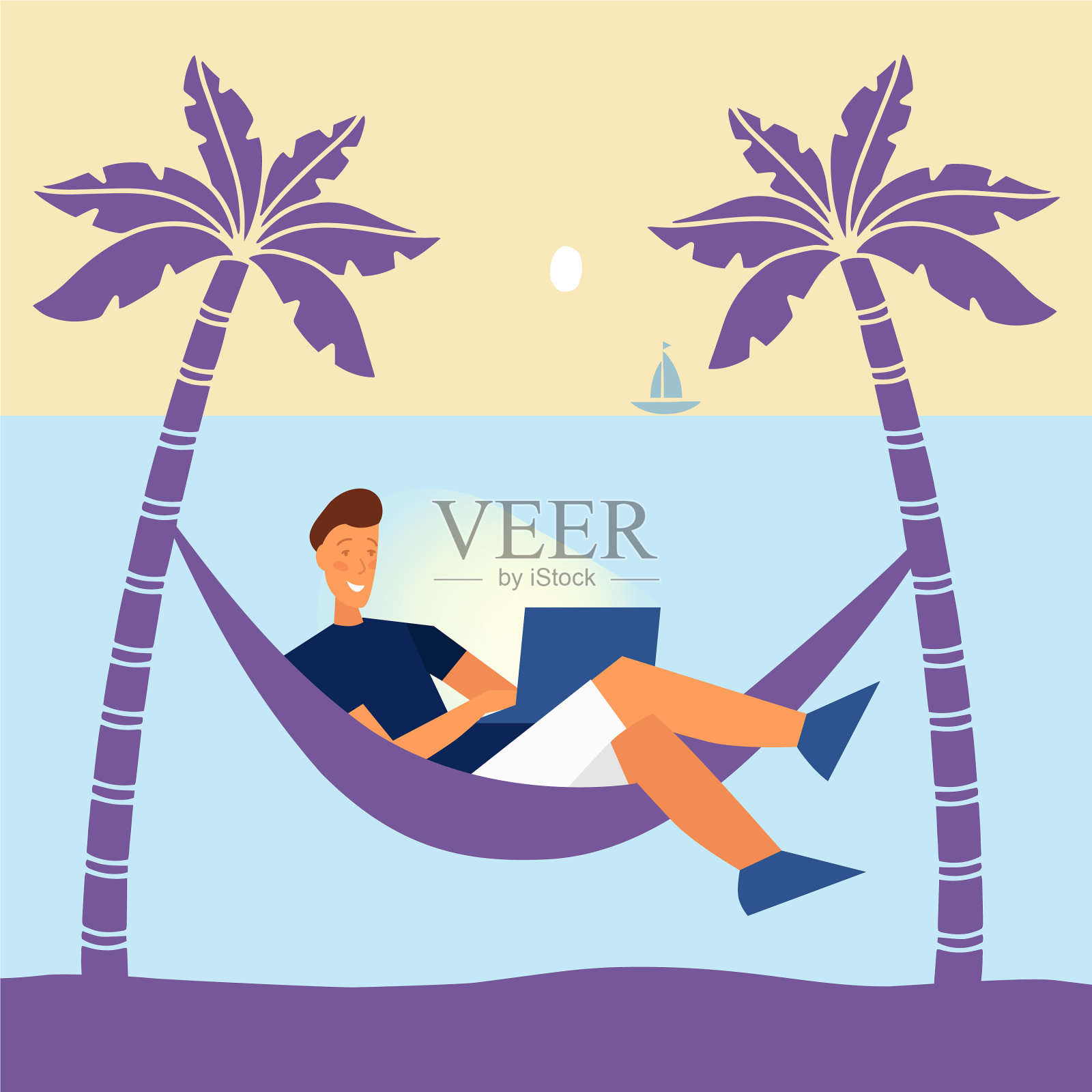 享受居家工作和户外梦想工作插画图片素材