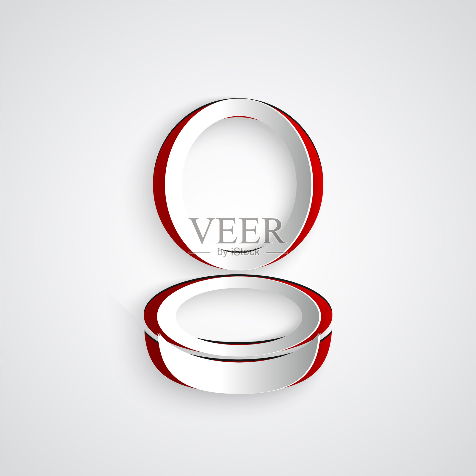 纸切彩妆粉与镜子图标隔离插画图片素材