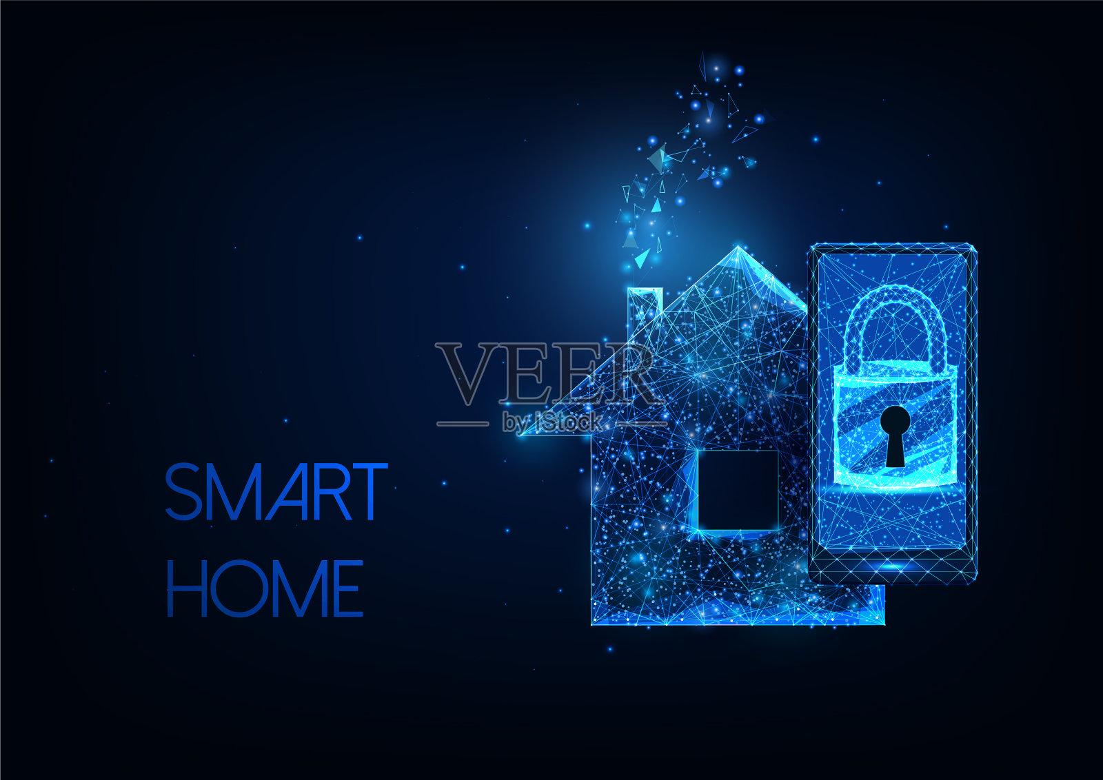 未来的智能家居概念与发光低插画图片素材