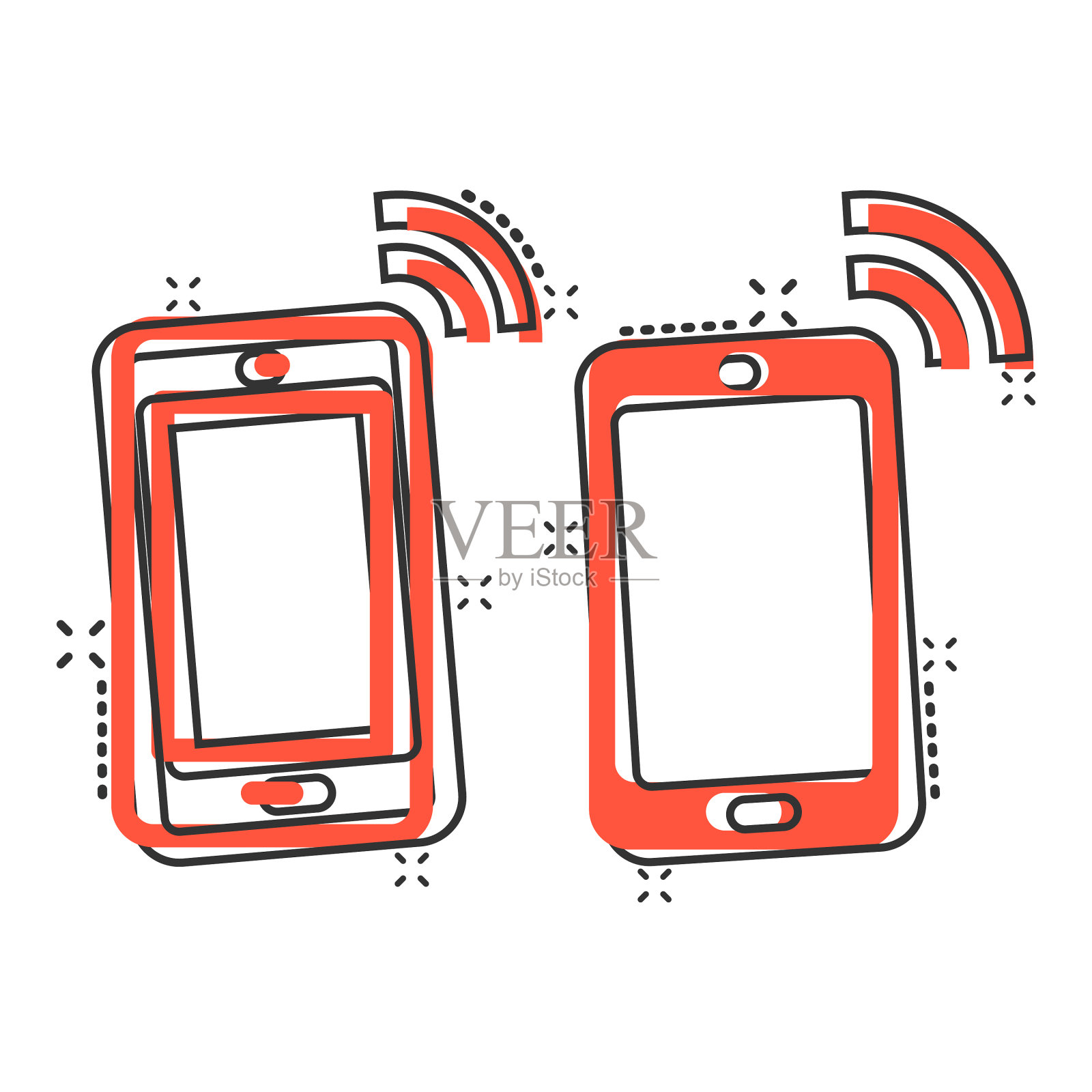 漫画风格的智能手机空白屏幕图标图标素材