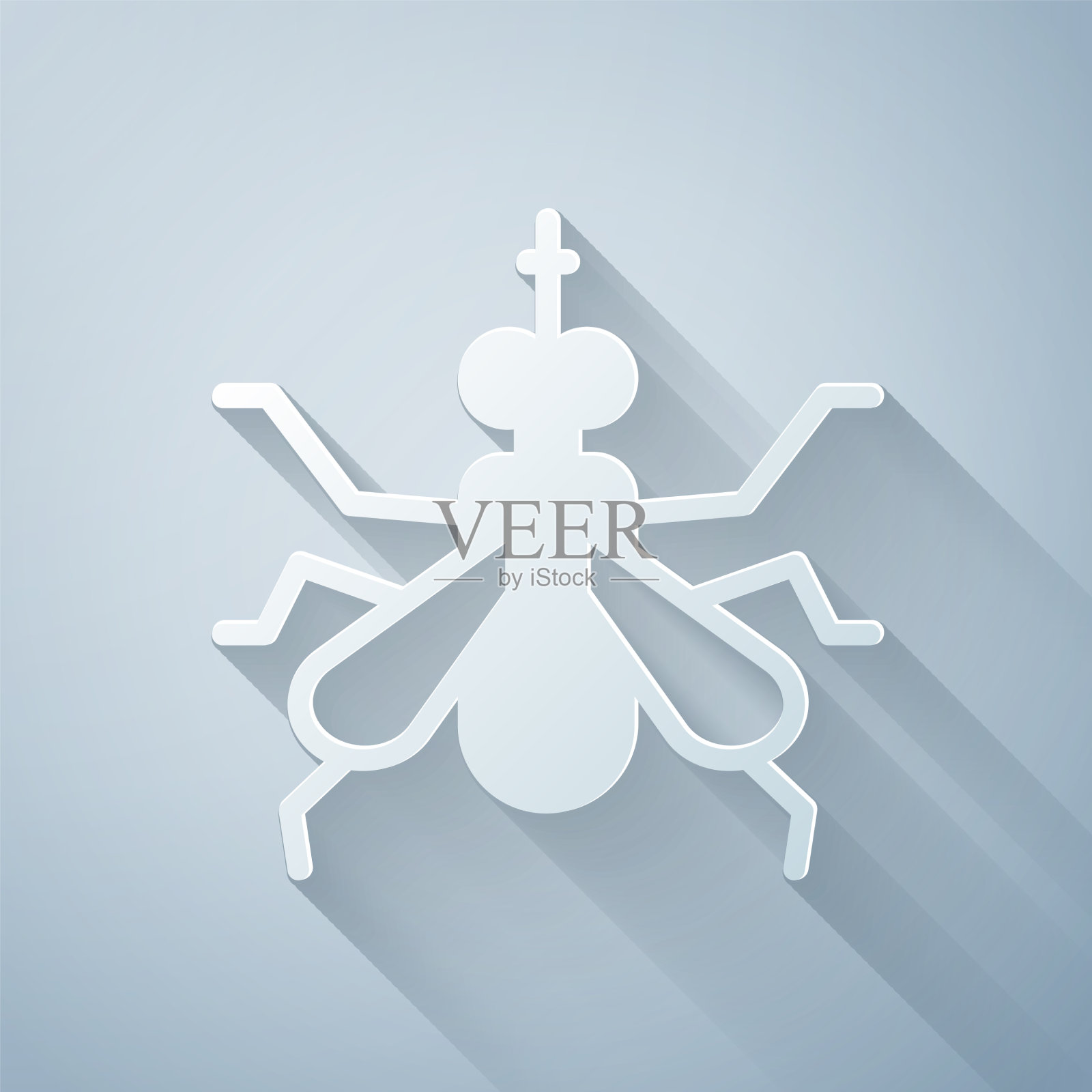 剪纸蚊子图标孤立在灰色插画图片素材