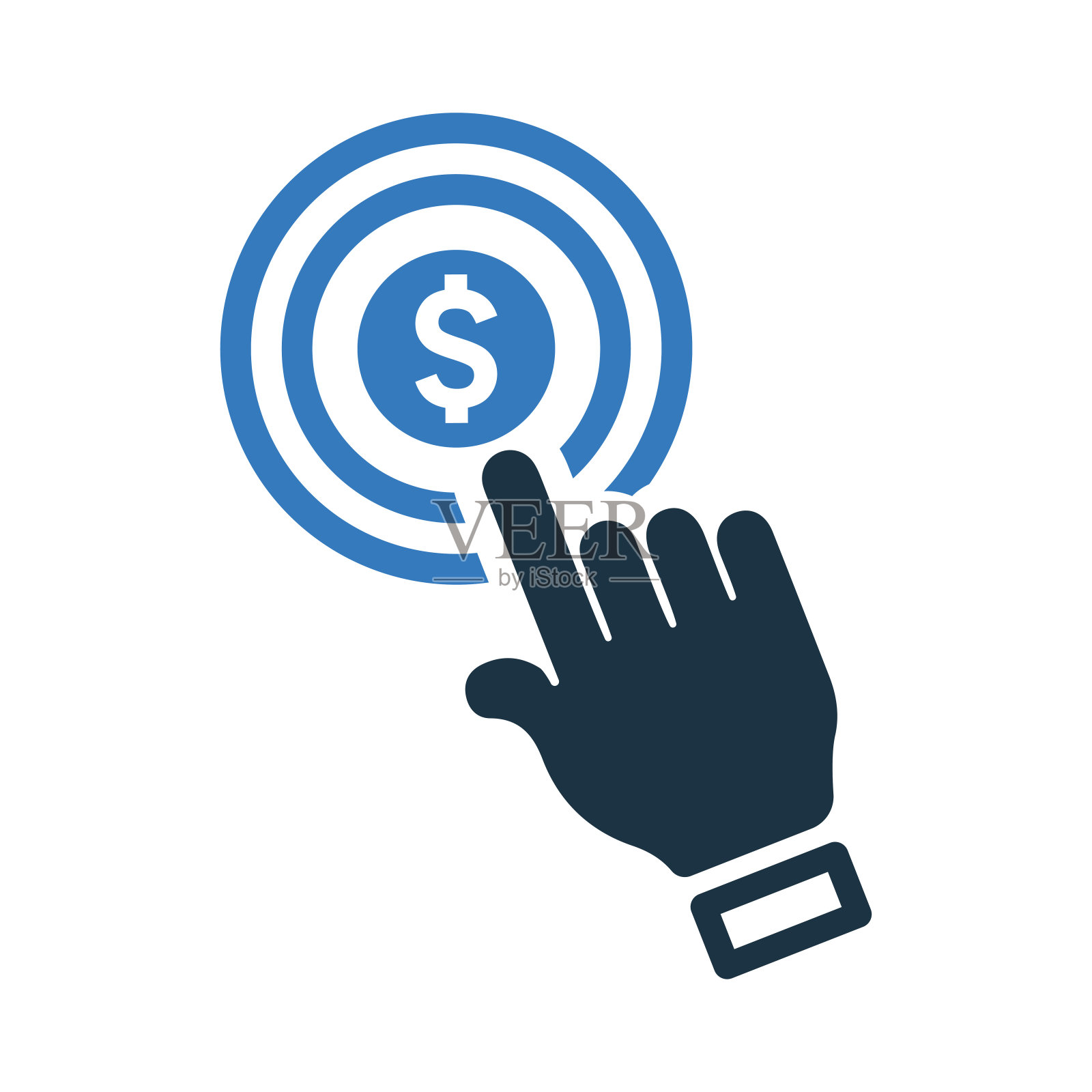 Ppc,按点击图标付费。可编辑矢量孤立在白色背景。插画图片素材